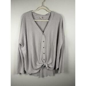 Waffle Knit Button Down Oversized Sweater Cardigan sz M/L by Wishlist Gray